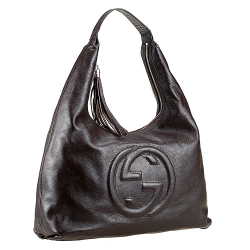 gucci soho large leather hobo bag black